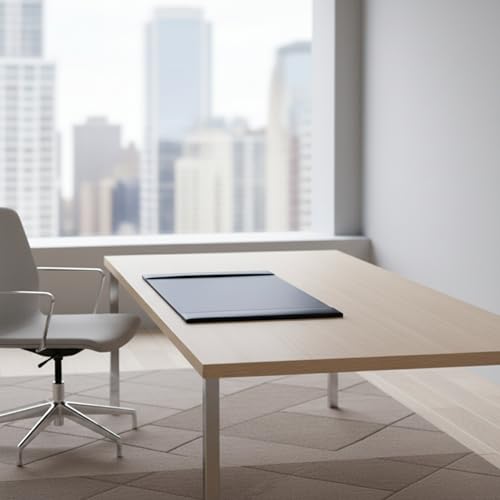 DACASSO Bonded Leather Desk Pad with Side Rails - Luxury Leather Desk Blotter for Writing (30 x 18, Navy Blue)