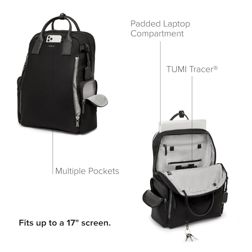 TUMI Voyageur Atlanta Backpack, Holds 17" Laptop, Commute, Black/Gunmetal