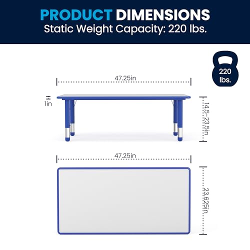 Flash Furniture Kids 47.25x23.6 in Plastic Activity Table, Blue/Gray