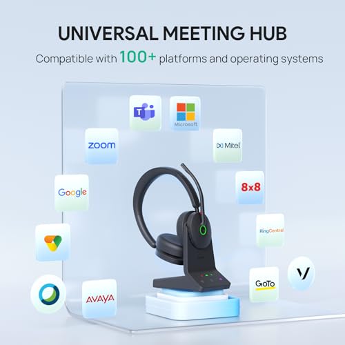 Yealink WH68 Duo Wireless Headset DECT and Bluetooth 606ft Range Hybrid ANC