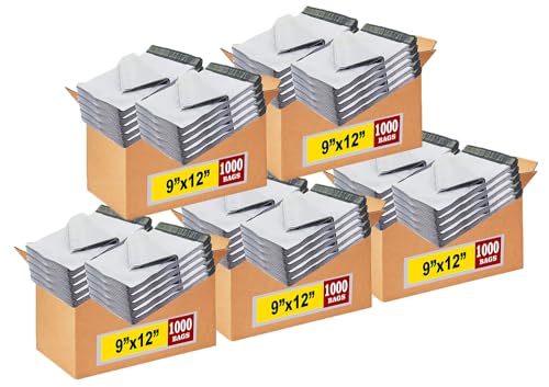 iMBAPrice 9x12 Inch White Poly Mailers, 5000-Pack Bulk I Size #3 Strong Self-Seal Adhesive, Waterproof, For Clothing, Apparel & Business