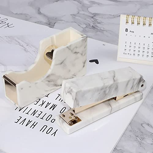 fhda Desk Staplers Golden Marble Desk Staplers Office Supplies Stapler Stationery Portable Home Labor-Saving Desktop Stapler Portable Desktop Staplers Home Office Supplies
