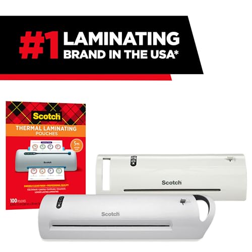 Scotch® Thermal Laminator Combo Pack, 1 White Thermal Laminator 13" Wide, 20 Laminating Sheets, Fits Letter Size