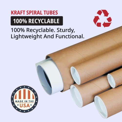 TAPE LOGIC Cardboard Tubes with Caps, 48"L x 3"W x 3"H, Pack of 24 | Poster Tube for Mailing and Storage of Blueprints, Artwork, Crafts, Long Art Holder, 48 inches