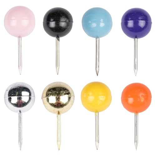 JAM PAPER Colorful Push Pins - Round Head Thumb Tacks - Assorted Color Pushpins - 8 Packs of 100