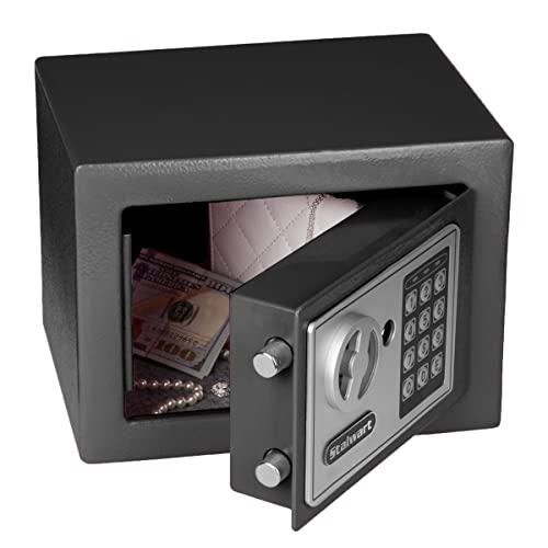 Digital Security Box - Compact Steel Combination Lock Box with Electronic Keypad - Portable Money Safe for Cash Savings or Jewelry by Stalwart (Black)