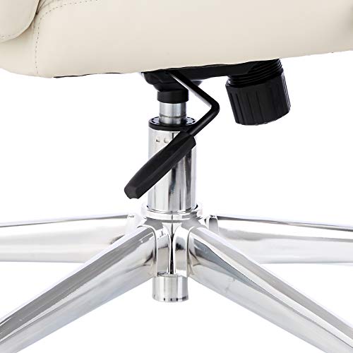 Amazon Basics Executive Desk Chair with Easy Assembly, Adjustable Height, 275lb Capacity, Oversized Cushion, 29.13"D x 25.2"W x 43.11"H, Ivory Bonded Leather