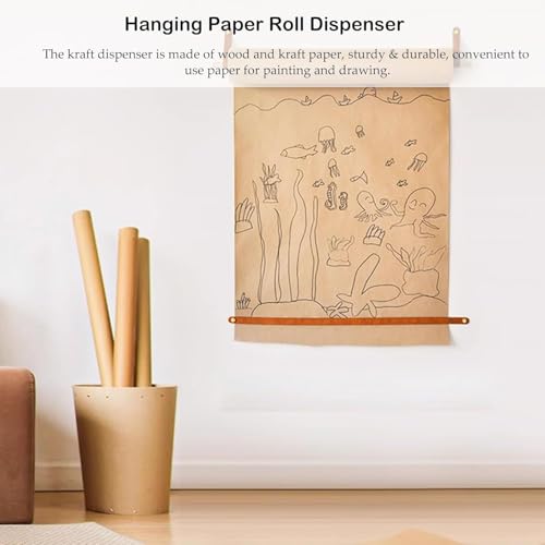LNNW Kraft Paper Dispenser Heavy Duty Kraft Paper Dispenser, Hanging Paper Dispenser Roller 64/45 cm, Butcher Paper Roll Holder for Clothing Store Decorative Message Boards for Wall(Kraft Paper Dispen