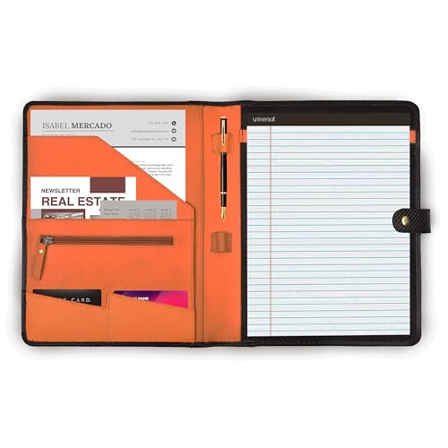 LEATHER VILLAGE Leather Portfolio for Men Women, Business Padfolio Folder
