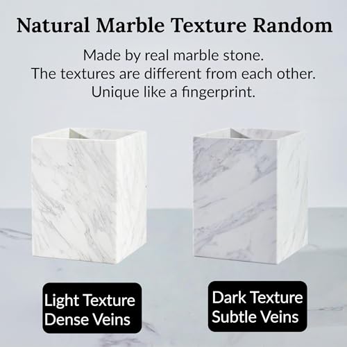 White Marble Wastebasket, Natural Rectangular Trash Can, Luxury Durable Real Stone Storage Basket, Elegant Garbage Container for Bathroom, Home Office, Living Room