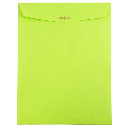 JAM PAPER 9 x 12 Colored Envelopes with Clasp Closure - Ultra Lime Green - Bulk 250/Box