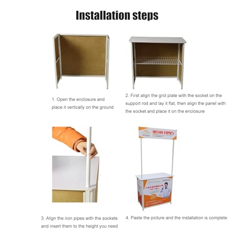 Popup Promotion Counter Table, Mobile Portable Reception Event Desk Speech Podium Table, Supermarket Tasting Table Booth Kiosk TradeShow Banner Stand for Exhibitions Advertising Activities Booth Fai