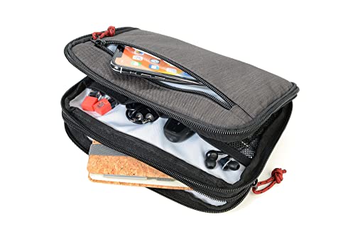 TROIKA Business Tech BBG64/GY Pouch 2 Cable Bag for Electronic Accessories Polyester Grey Dimensions: 23.5 cm x 17 cm x 3.5 cm, gray, 23,5cm, Modern
