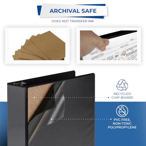 Samsill Durable 3 inch 3 Ring Binder, D Ring Binder, 100% Recycled Chipboard, Black, 12 Pack