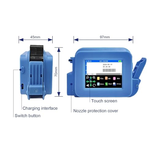 SHIHUANI 12.7mm Portable Mini Inkjet Printer with Fast Dry Ink for Logo Expire Date QR Barcode Batch Number Label(Without Ink,US)