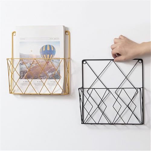 File Organizer Wall Mounted Magazines Newspaper Storage Rack Home Hanging Book Display Shelf Desk(Black)