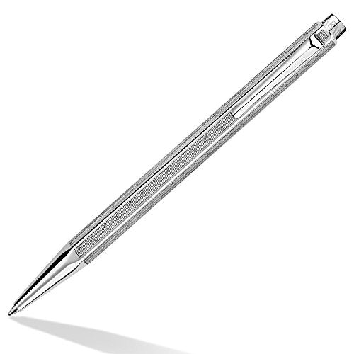 Caran d' Ache Chevron Ecridor Rhodium Ballpoint Pen Chevron Silver, Large Engraving Space (0890.296)