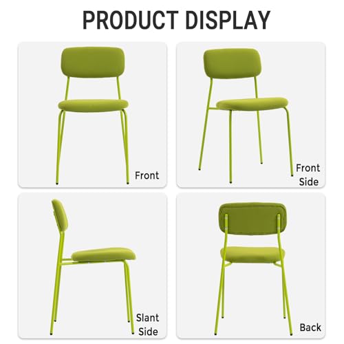 Sidanli Stackable Waiting Room Chairs, Armless Dining Chairs Without Wheels Set of 4 with Comfotable Cushion for Reception Break Room Lobby, Green