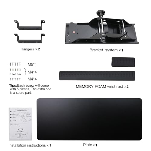 Cartmay Keyboard Tray Under Desk,25x9.84'' Large Slide Out Swivel Tilt Computer Keyboard Drawer for Home Gaming Office Desk, Dual Mount,Black
