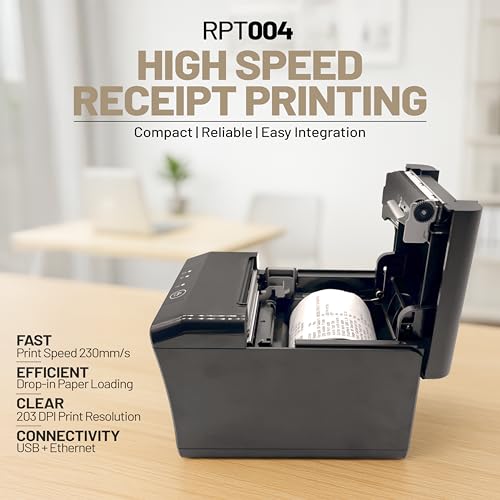 3nStar RPT004 Thermal Receipt Printer | 80mm POS Printer | USB & Ethernet | High-Speed 230mm/s | Auto Cutter, Wall-Mount, Compact Design | Restaurant, Retail, Kiosk, Hospitality Use