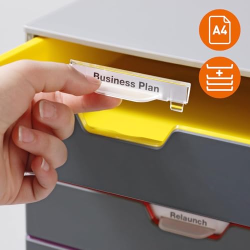 Durable Varicolor Drawer Organizer, 5 Color Coded Drawers, Gray
