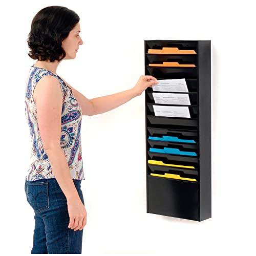 Global Industrial Steel Medical Chart Hanging Wall File Holder, 11 Pockets