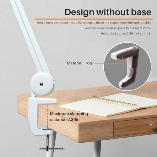 Bemelux LED Magnifying Lamp with Clamp, 14W 1200LM, 2.25X, White