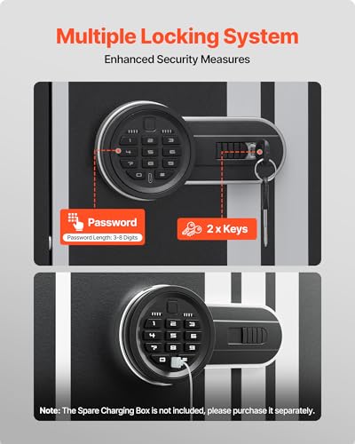 VEVOR 4 Gun Safe, Long Gun Cabinet for Rifles and Pistols, Quick Access Rifle Safe with 3 Ammo Slots and 2 Adjustable Racks, Large Digital Cabinet with Key and Password Lock(Assembly Required)