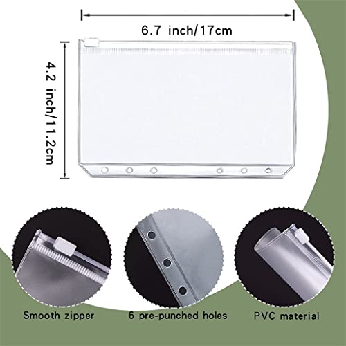 QERTYHKK A6 PU Leather Notebook Binder Folder Planner Personal Budget Cash Envelopes System with 12 Zipper Pockets,Label Stickers
