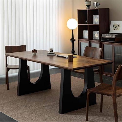 FYorbitH Sit Stand Up Desk Solid Wood Dining Table Walnut Color Living Room Long Desk Conference Office Sub(140 * 70 * 75cm)