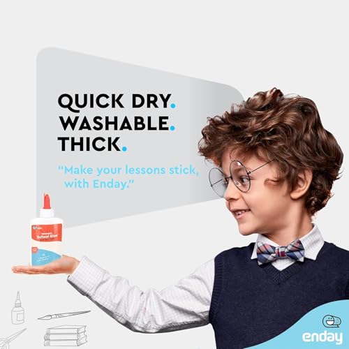 Enday White School Glue 4 oz (48 Pack) – Glue for Crafts, Washable Liquid White Glue, White Glue Craft Adhesive, Glue White Bottles, Non-Toxic Bulk Glue for Kids, Slime & Arts