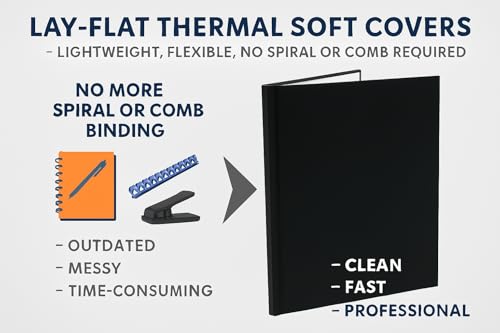 Peleman (Unibind) Thermal Binding Soft Covers – 40-Pack Flexible Binding Covers for Reports, Documents & Notebooks – No Spiral or Comb Required – Fast Finish (Black, Spine Capacity: 65 Sheets Max)