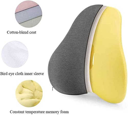 GIENEX Lumbar Support Pillow for Office Chair, Back Support Pillow, Fits The Waist Curve Memory Foam Back Cushion, Ergonomic Back Support Pillow for Car Seat, Wheelchair