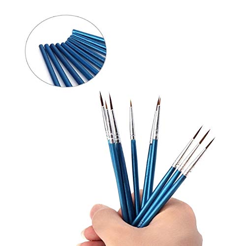 HBJWOV 10 Pcs Nylon Hair Artist Paint Brush Acrylic Watercolor Round Hand Point Tip
