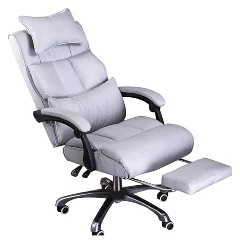 Chair Swivel Chair Executive Chair Footrest Ergonomics Science Division Managerial Chairs, Breathable Cotton Linen Tilt Adjustment Task Chair, Bearing 85Kg/187.4Lbs
