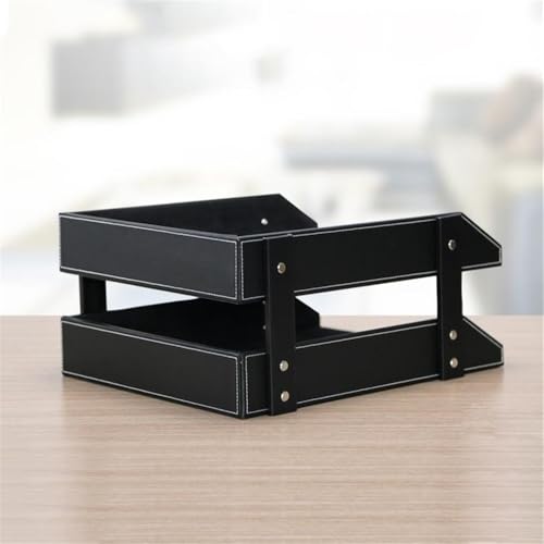 File Rack 2-Layer Stackable Tray, Used to Store documents folders Letters Desktop Organization Holder Letter Trays(Black)