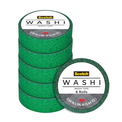 Scotch Expressions Glitter Washi Tape, .59 in x 196 in, Dark Green Glitter