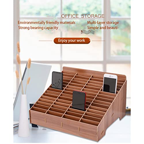 OUNISITE Phone Storage Box,Wooden Mobile Phone Management Storage Box,Convenient and Firm Buckle,Smooth Surface,Multi-Function,for Office,Library,Meeting Room,Classroom,Black,30 grids