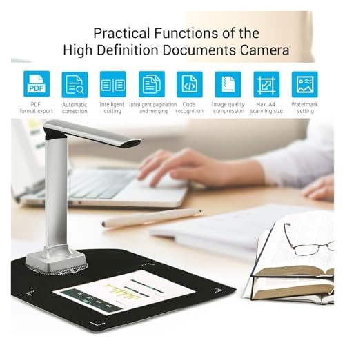 Document Camera, Book Scanner Equipped with 5MP Document Camera, Captures A4 BK31 for Recognition, Improves Efficiency for Live Demo, Distance