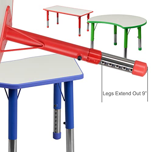 Flash Furniture Kids 47.25x23.6 in Plastic Activity Table, Red/Gray