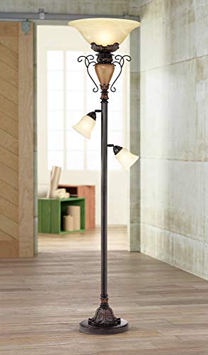 Ludo 72" Tall Bronze Crackle Tree Torchiere Floor Lamp Living Room