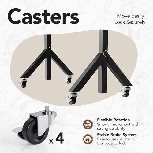 HUANUO 32'' Small Standing Desk Adjustable Heigh, Mobile Stand Up Desk with Wheels, Portable Rolling Desks for Walking Pad and Treadmill, Computer Laptop Desks for Home Office Space