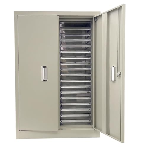 BEILOCKERY 36 Drawers File Cabinet, Paper Document Storage Vertical Filing Cabinet, Small Transparent Drawers Document Organizer with Door for Office Warehouse Garage