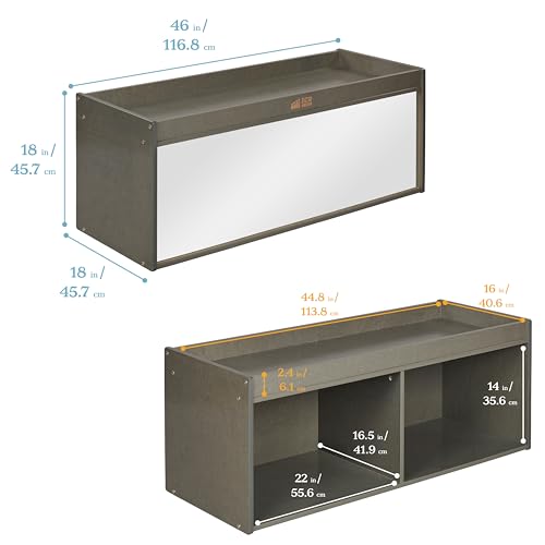 ECR4Kids Double-Sided Storage Cabinet, Activity Top and Mirror, Grey Wash
