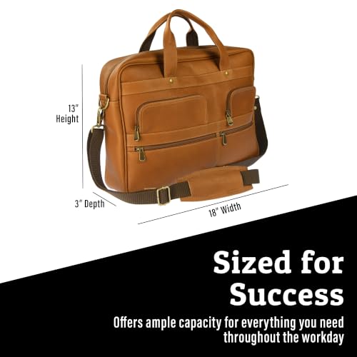 Sarge Leather Briefcase, Top Grain Leather, 14" Laptop Messenger Bag