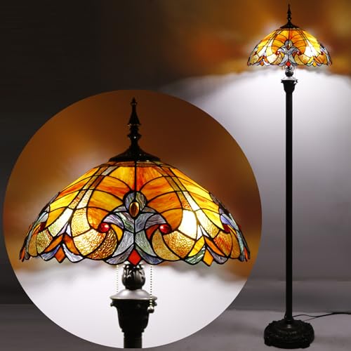 WERFACTORY Tiffany Floor Lamp 64 Inch Stained Glass Standing Reading Light