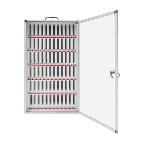 MhdunueSK 72 Slots Aluminum Alloy Pocket Chart, Cell Phone Locker for Classroom, Storage Cabinet for Cell Phones, Wall-Mounted with a Locked