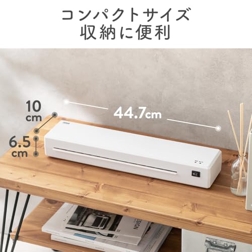 Sanwa Direct 400-LM013 Laminator A3 A4, 90 Second Warm-Up, Supports 75-100 μm, Laminated Machine, 2 Rollers, Small, Equipped with Anti-Clog Lever