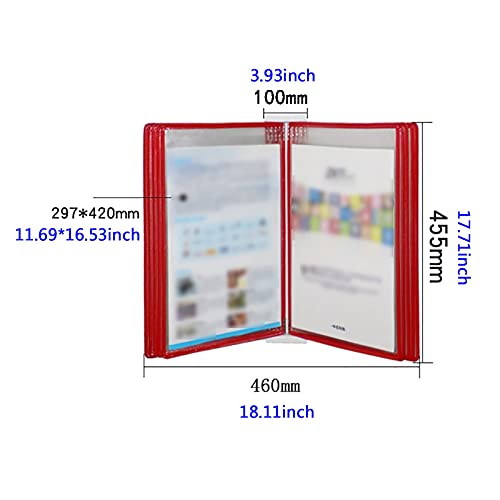 KGDJBGSE Wall Mounted File Holder Folder, A3 Poster Flip Book Display, Hanging Organizer 45x33x10CM 10 Pages 20 Pockets(E)