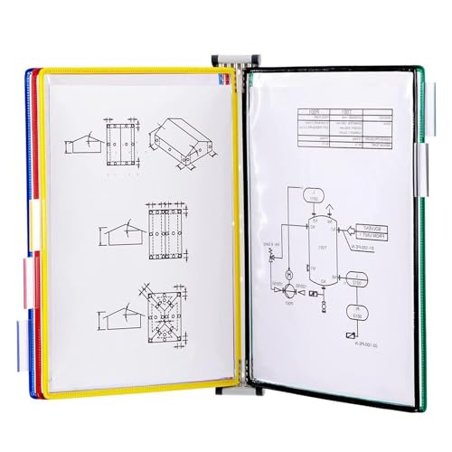 XSMYdpUS Wall Reference Organizer - Desktop Flip Display Folder, Wall Mount Display System, with 5 A4 Paper Size Pockets, File Organizer for Desk, Catalog Display Rack, Easy to Install